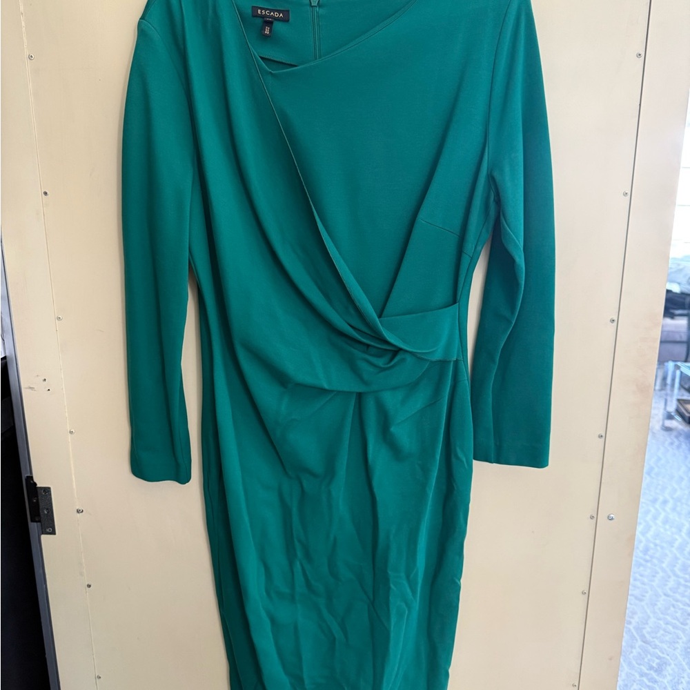 Escada long sleeve faux wrap  Green Dress Size 42